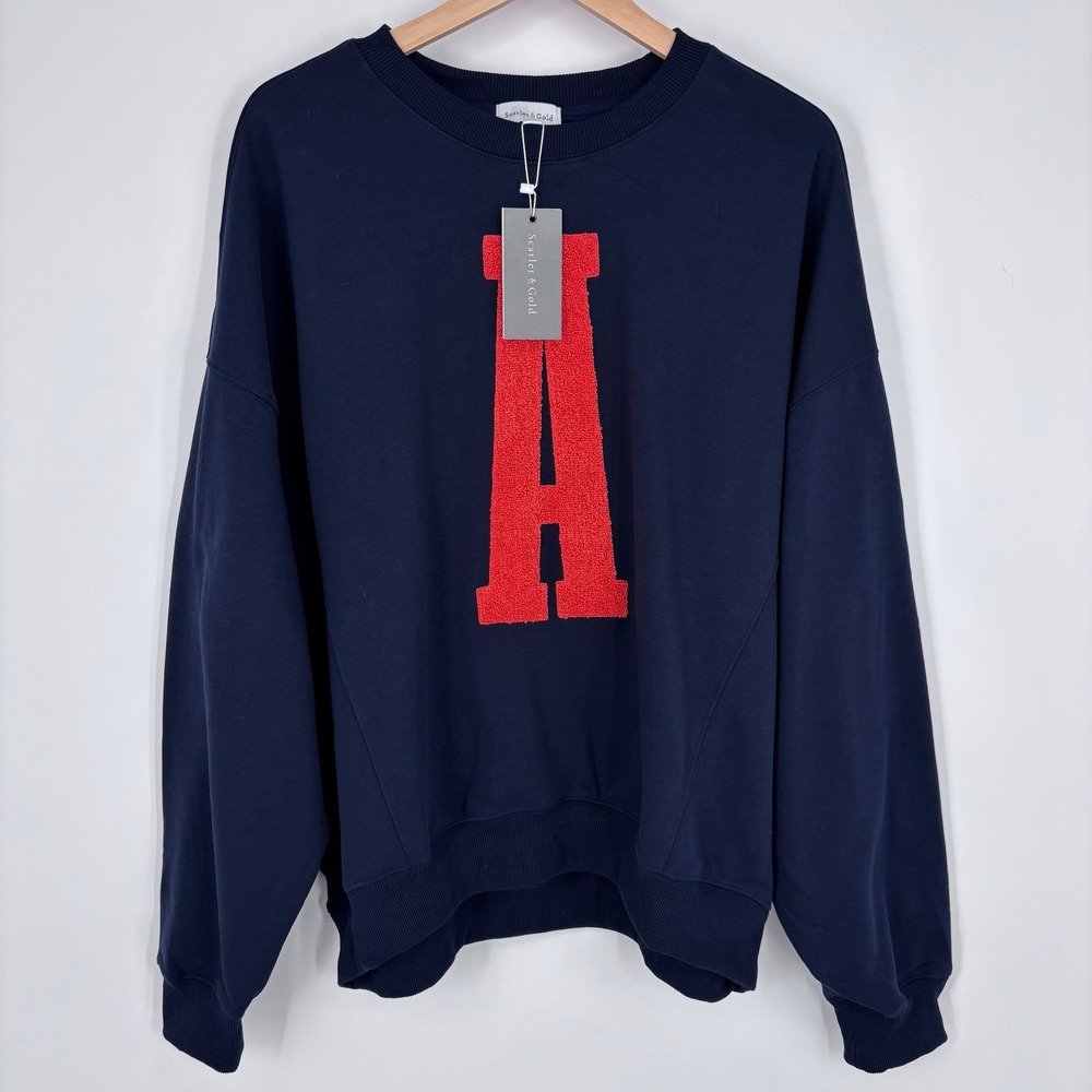 Auburn University Scarlet & Gold Oversized Sweatshirt Womens L Navy Blue NEW